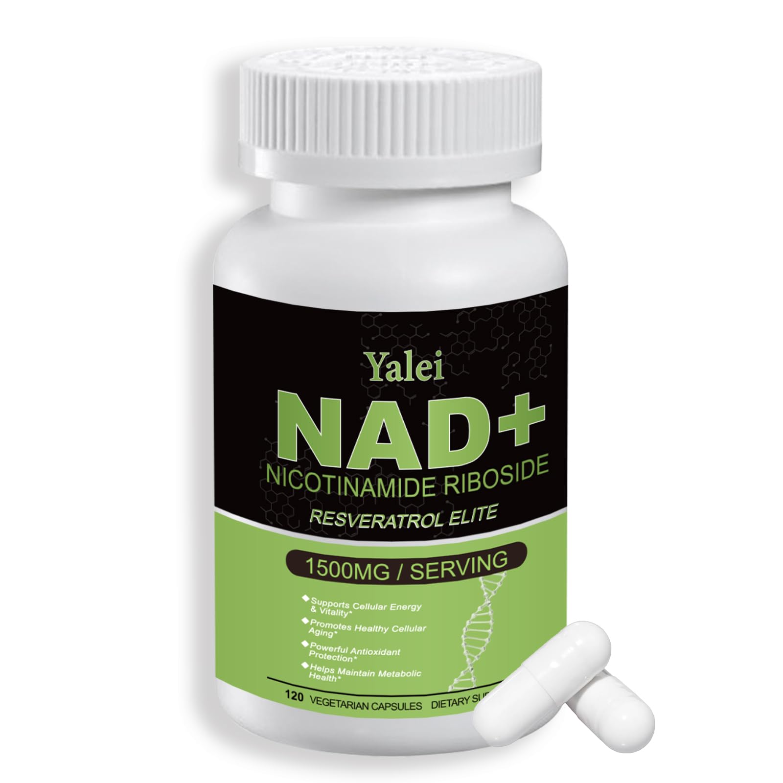 NAD Resveratrol Supplement 1500mg,120 Veggie Capsules