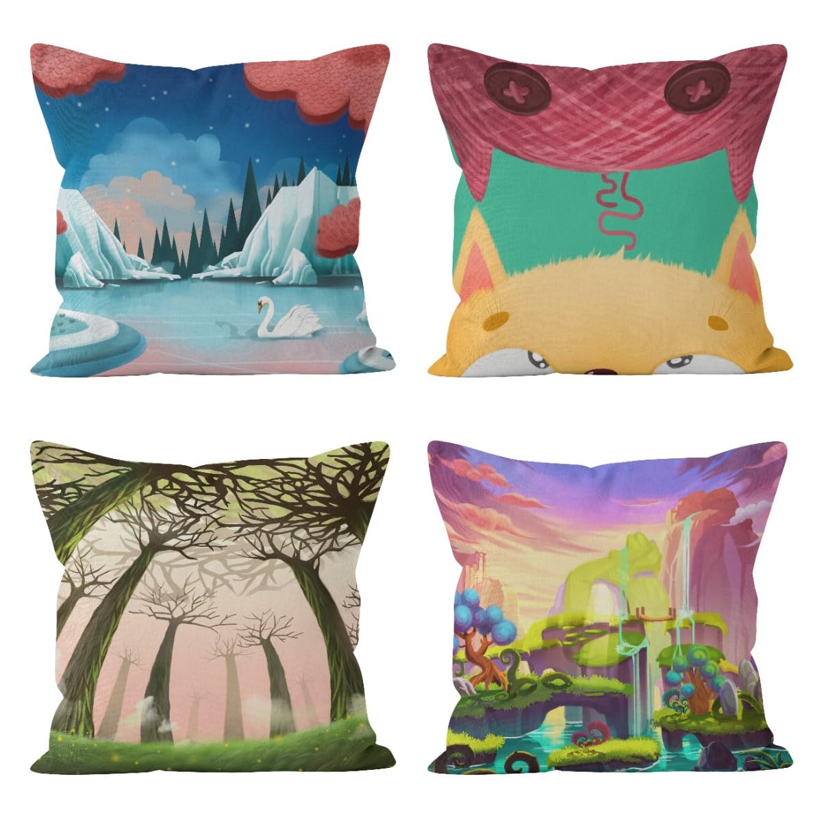 Housse de coussin extensible 50x50 cm en satin pour canapé enfant