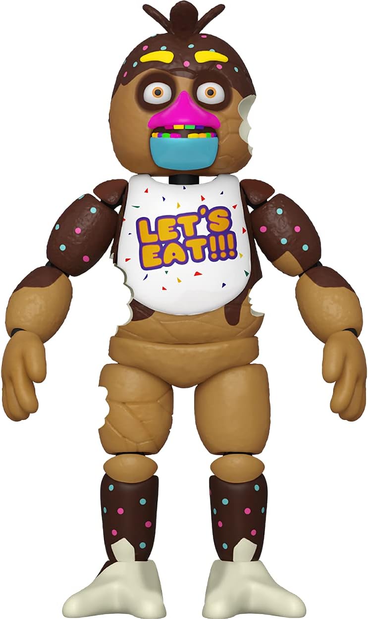 Funko Chocolate Chica: Action Figure Vinyl Figurine Bundle with 1 F N A F Theme Compatible Trading Card (54659)