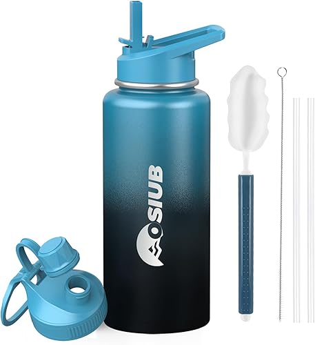 Miniatura 10 de Botella de agua aislada OSIUB 32 oz, de acero inoxidable de triple pared al vacío (fría durante 48 horas), a prueba de fugas y sin BPA, botella de