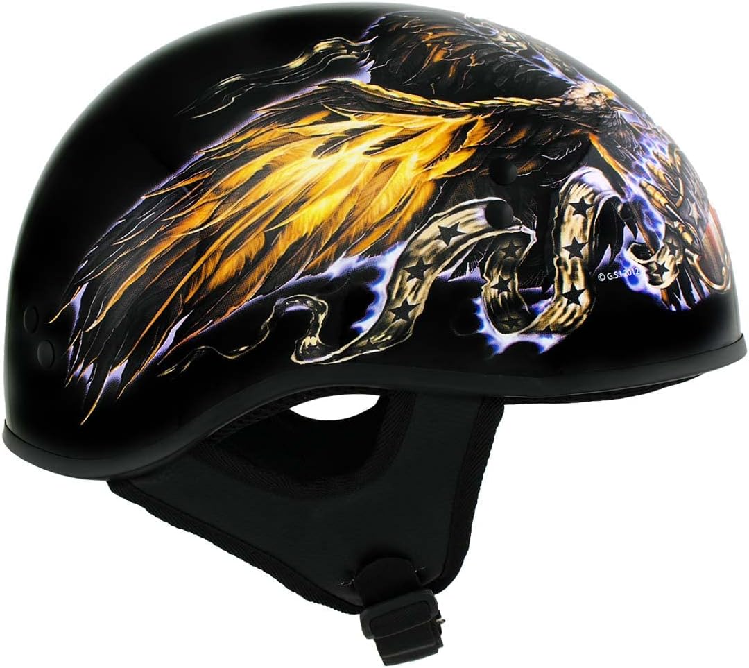 Hot Leathers Advanced Motorcycle DOT Skull Cap Classic Half Helmets Biker HLD HLT