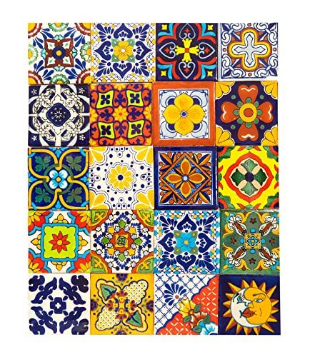 Fiesta Brands TILE20M1 Mexican Talavera Tile Spanish Mediterranean Art Colorful 4 Inchx4 Inch Ceramic Hand Painted Mosaic thumb #1