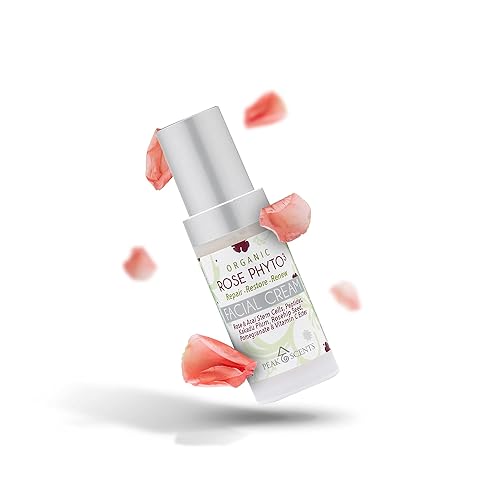 Crema facial orgánica Phyto crema facial antienvejecimiento impregnada con vitaminas C y E agua de rosas para la cara bomba sin aire de 1 fl oz