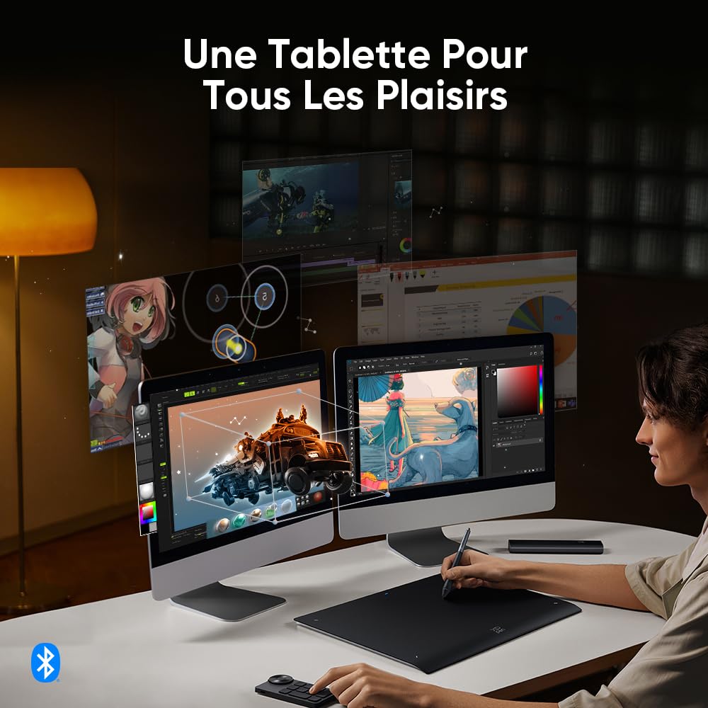 XP-PEN Deco Pro LW (Gen 2) Tablette Graphique, Tablette Graphique Dessin sans Écran Bluetooth 5.0, Stylet à 16K Niveaux de Pression, Compatible avec Windows Chrome OS macOS 10.10 Android 10.0 Linux