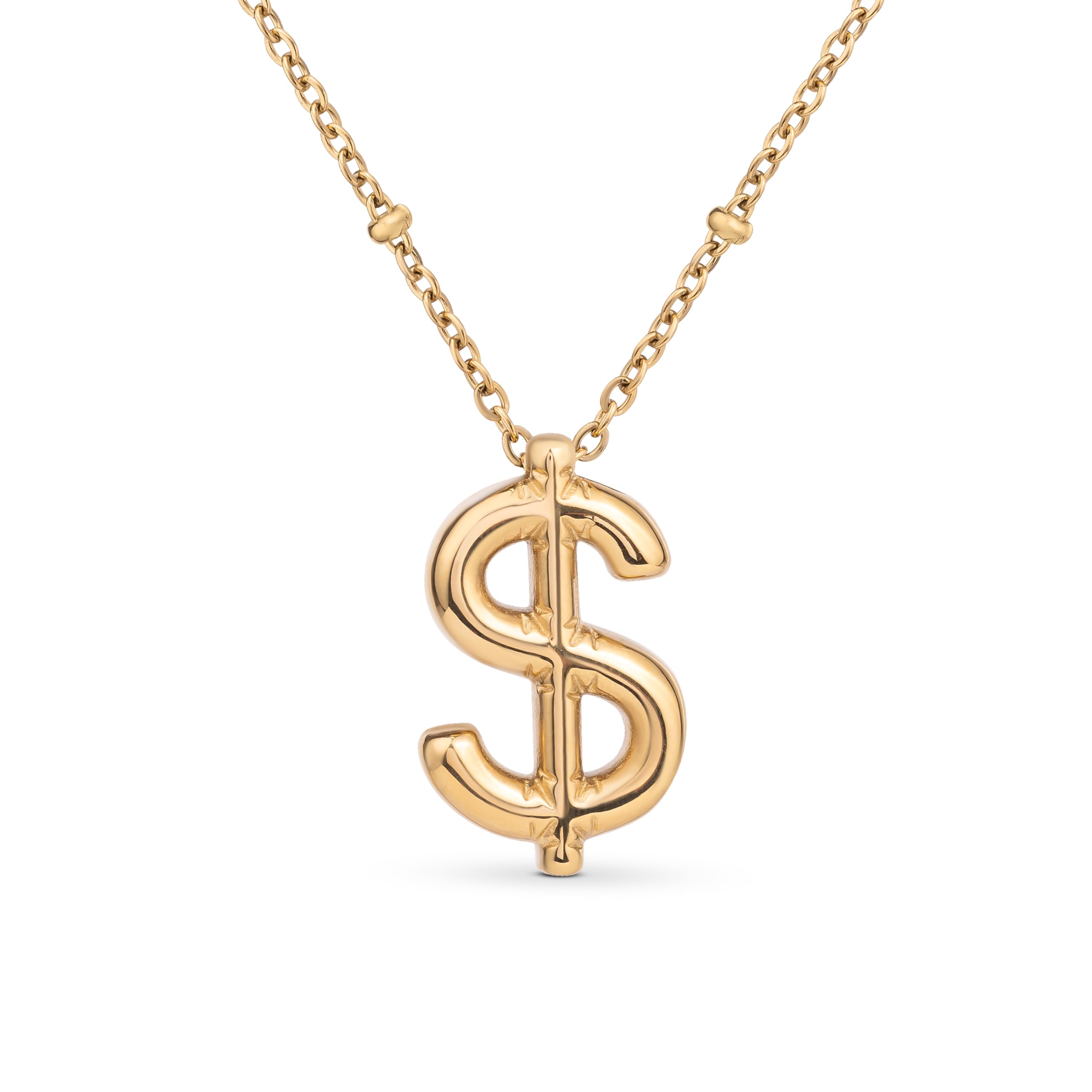 Collana Iniziale Dorata AMBERTA - Pendente Lettera Bubble Placcato Oro 18K - Foto 8