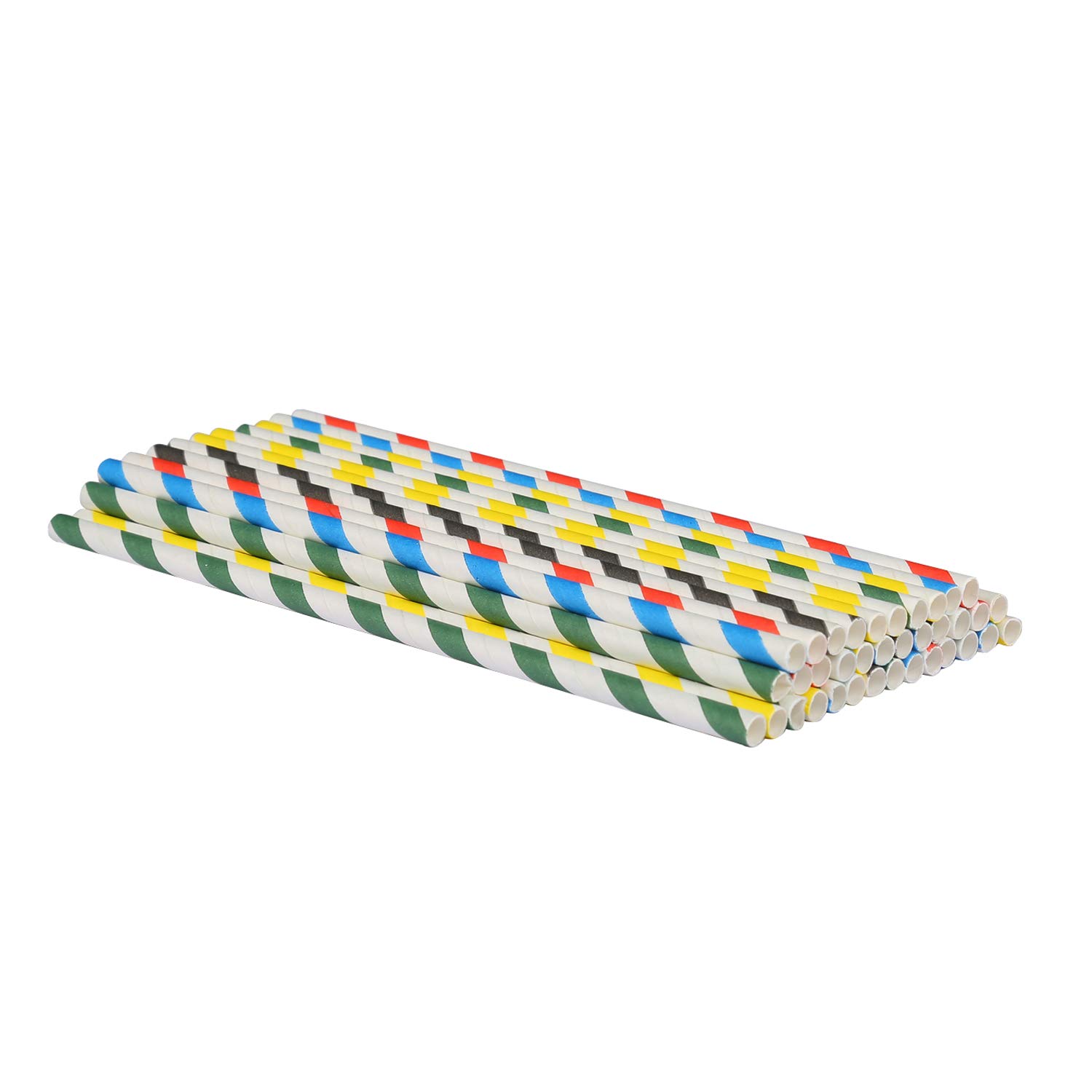 Lot de 200 pailles biodégradables – Pailles en papier à rayures arc-en-ciel pour jus, milkshakes, smoothies et décorations de fête