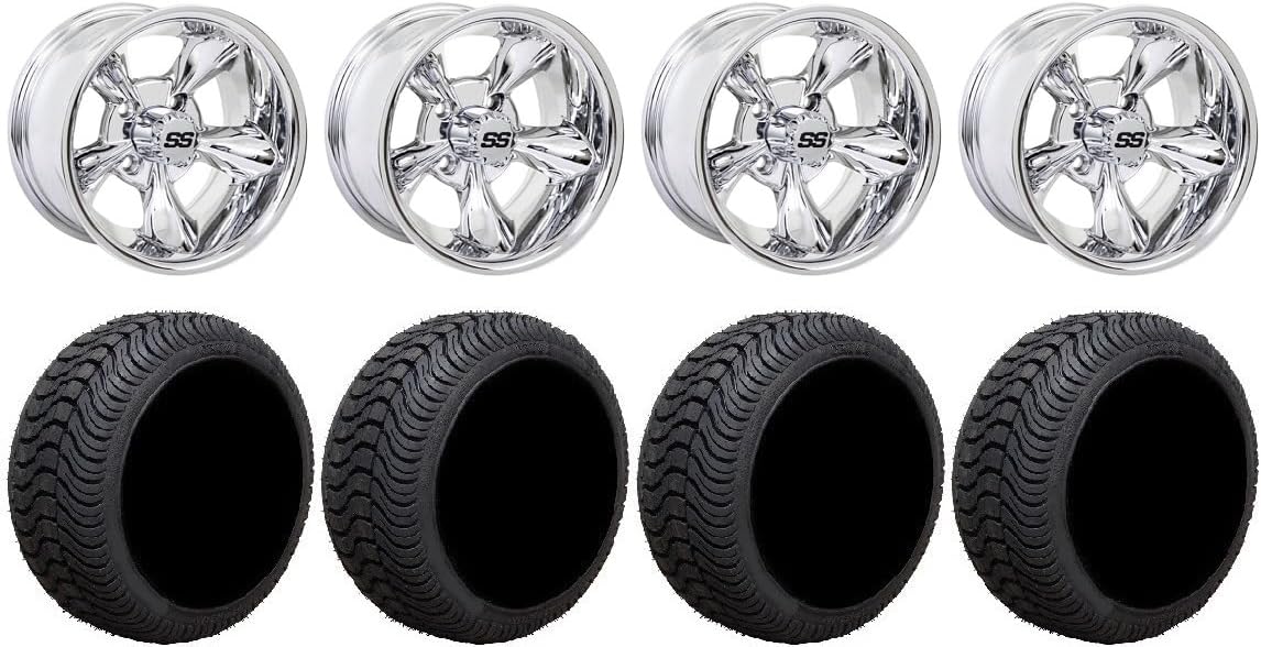 Bundle 9 Items GTW Godfather 10" Golf Wheels Chrome