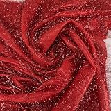 YYCRAFT Tinsel Fabric Metallic Eyelash Uragiri Lame Fabric by The Yard 59 Inches Wide Long Hair Shiny(2 Yards,Red)