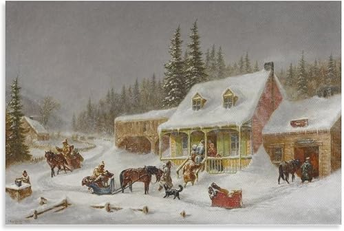 Cornelius Krieghoff - The Blacksmiths Shop. 1871 - Póster artístico en lienzo y arte de pared, póster moderno para decoración de dormitorio