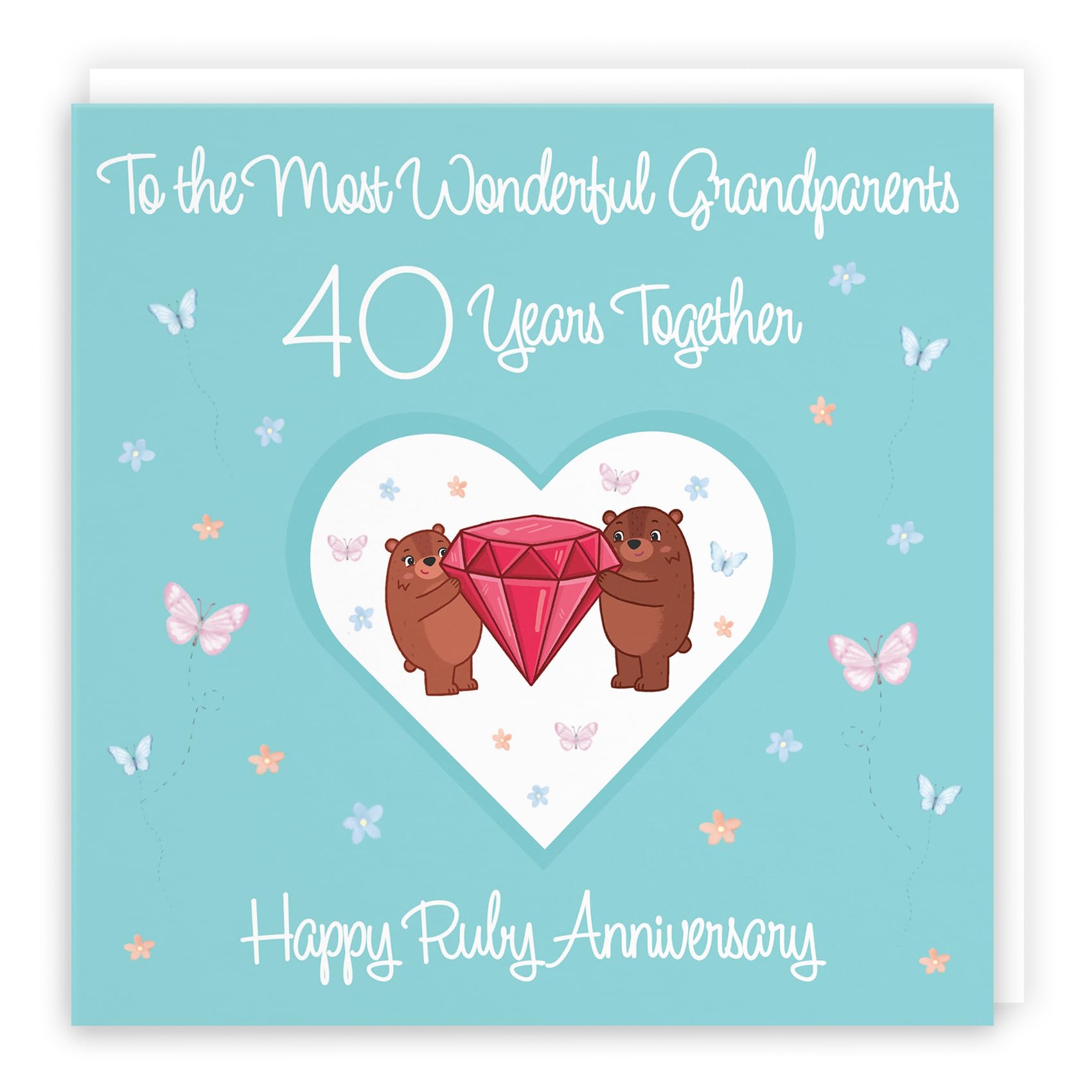 Hunts England, Grandparents 40th Anniversary Card, 40 Years, Ruby Anniversary, Romantic Meadows, Fun Card