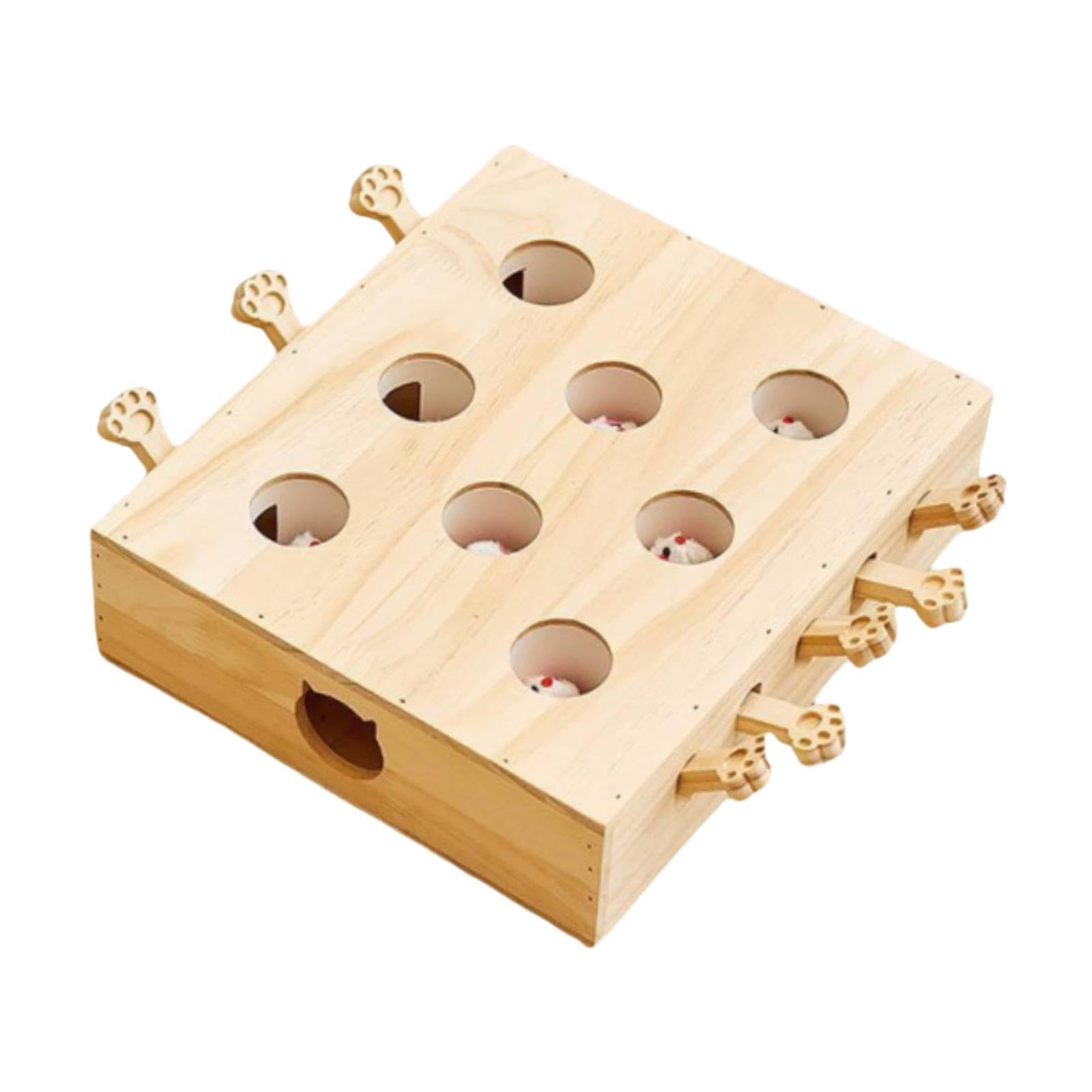 Juguete Interactivo de Madera para Gatos: Actividad Estimulante, Regalo Muy Entretenido para Mascotas, Juguete Rompecabezas, 8 Hoyos