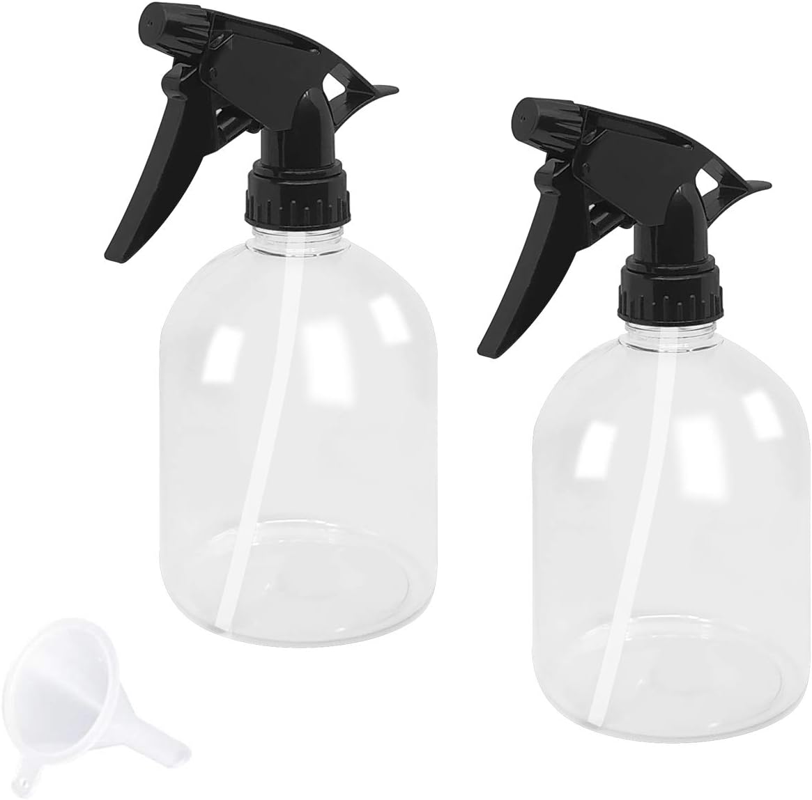 Wennyn Clear Plastic Spray Bottles, 2-Pack 16oz/500ml Refillable Empty Spray Bottles with Adjustable Nozzle from Fine to Stream, Durable Liquid Sprayer for Hair, Spas, Cleaning Solutions, Plants