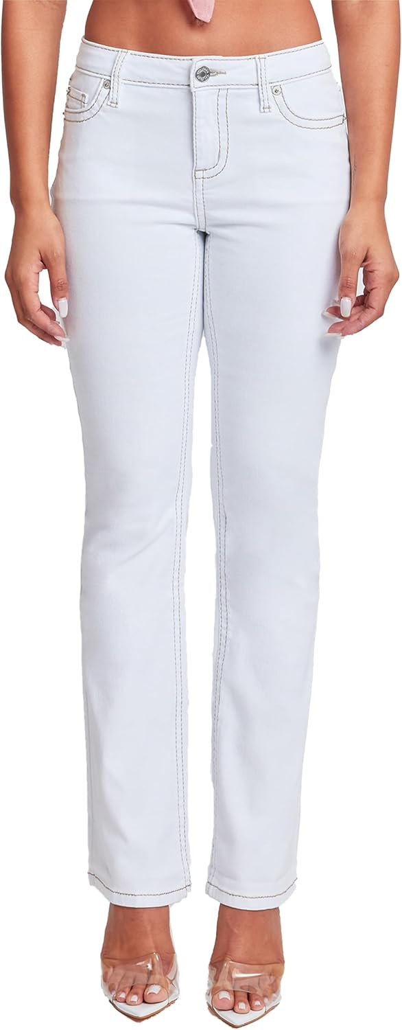 YMI Womens YMI Jeans Women's Heavy Stitch Bootcut Jeans with Embroidered Pockets