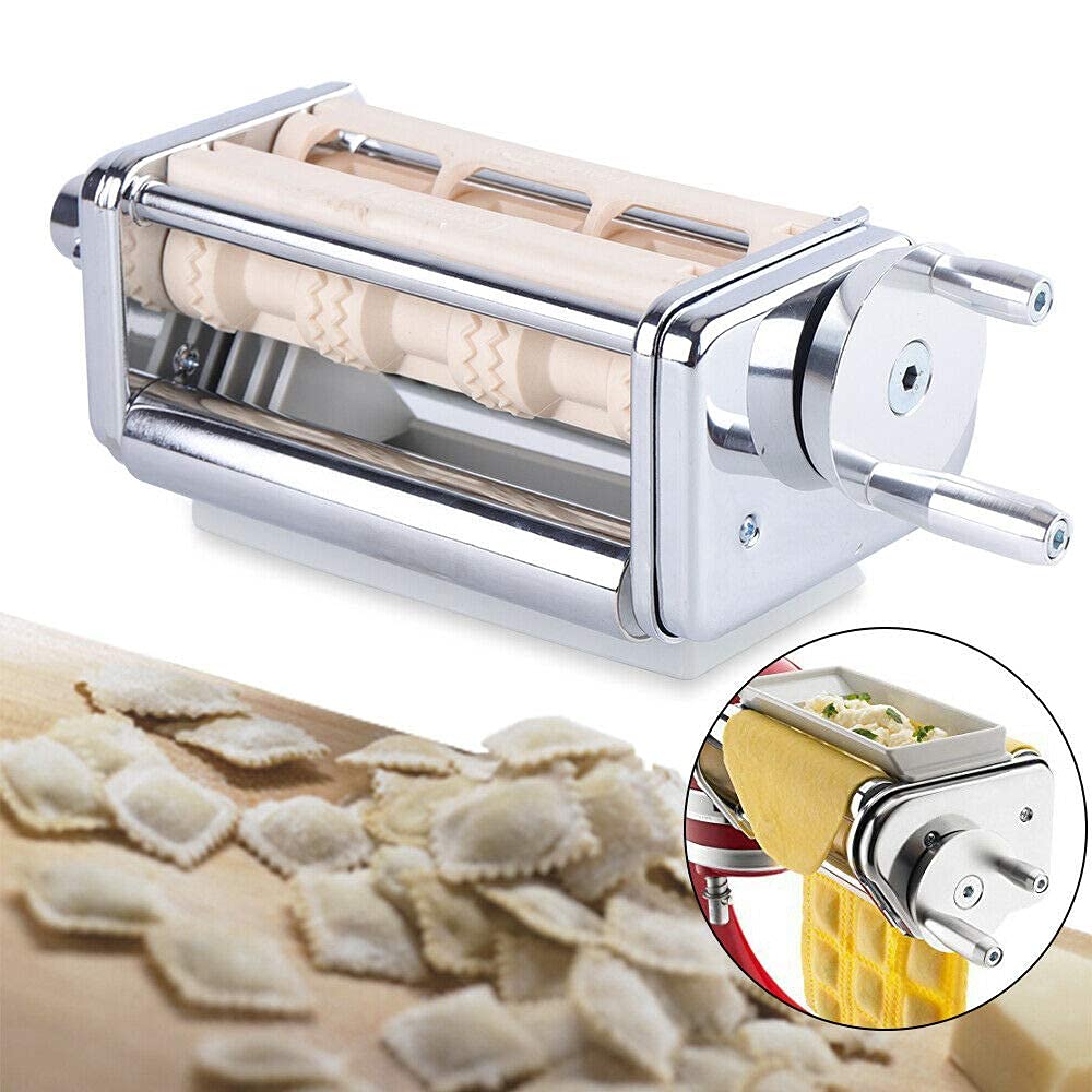 Accesorio para hacer raviolis, herramienta de ayuda de cocina para batidora de pie, acero inoxidable, cortador de masa de pastelería, fácil y cómodo de usar