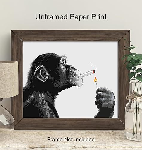Miniatura 3 de DOPE Chimp Smoking Weed LARGE 11x14 - Psychedelic Room Decor - Marijuana Gifts for Men - Dope Posters - Trippy Wall Art - Cannabis Art Print -