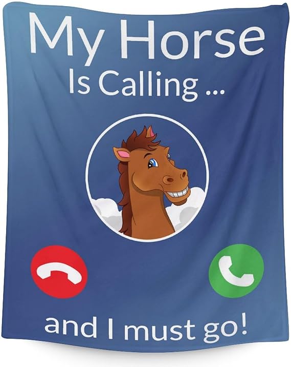 Mercuryelf Horse Blanket Gift - 40x50 Inches Funny Throw Blankets for Girls, Boys - Blue Soft, Fuzzy & Warm Throws for Travel, Office