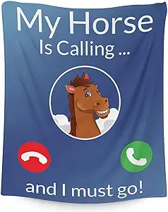 Mercuryelf Horse Blanket Gift - 40x50 Inches Funny Throw Blankets for Girls, Boys - Blue Soft, Fuzzy & Warm Throws for Travel, Office