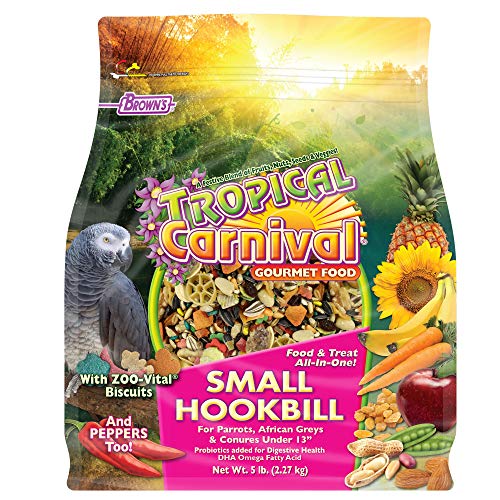 F.M. Brown's Tropical Carnival Gourmet Bird Food for Parrots, African Greys, and Conures Under 13", Probiotics for Digestive Health, Vitamin-Nutrient Fortified Daily Diet - 5 lb. #1