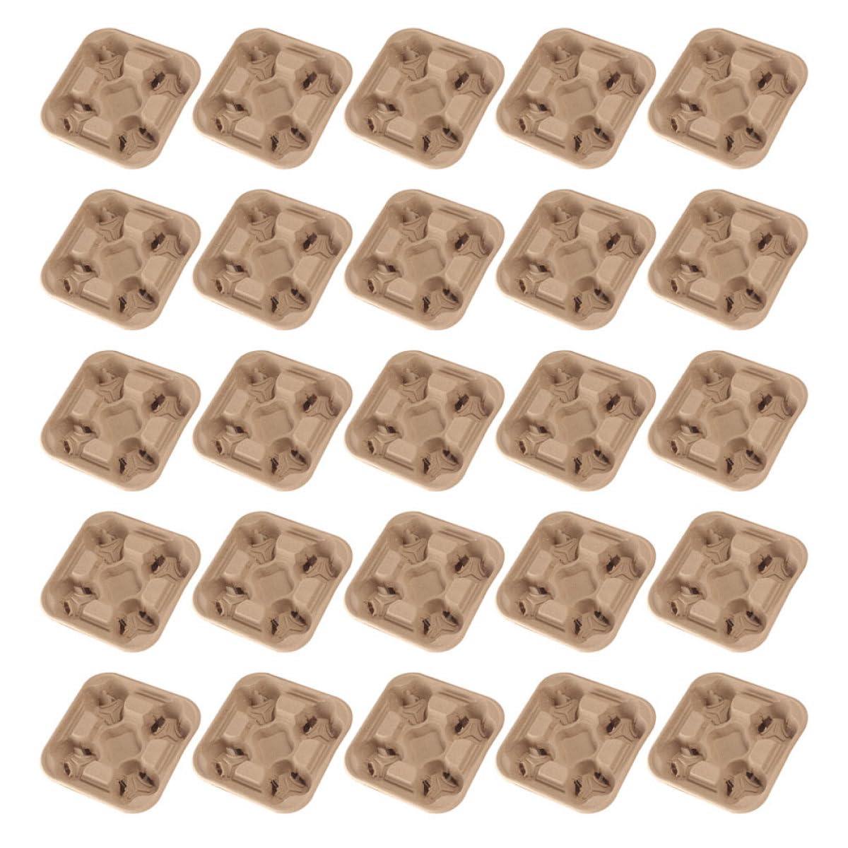 Portabicchieri Multiforo Biodegradabile 25 Pezzi in Polpa di Cellulosa, Vassoio Porta Bevande da Asporto per Caffè e Tè al Latte, Supporto Stabile per Trasporto e Esposizione