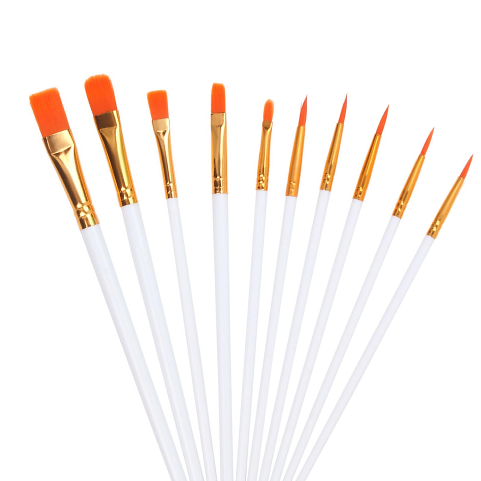 10 Pcs Small Paint Brushes Decorating,Multifunctional Plastic Handle Face paint brushes with Nylon Bristles for Decorating, Watercolour, Oil, Acrylic, Gouache Painting Brushes Art (White)