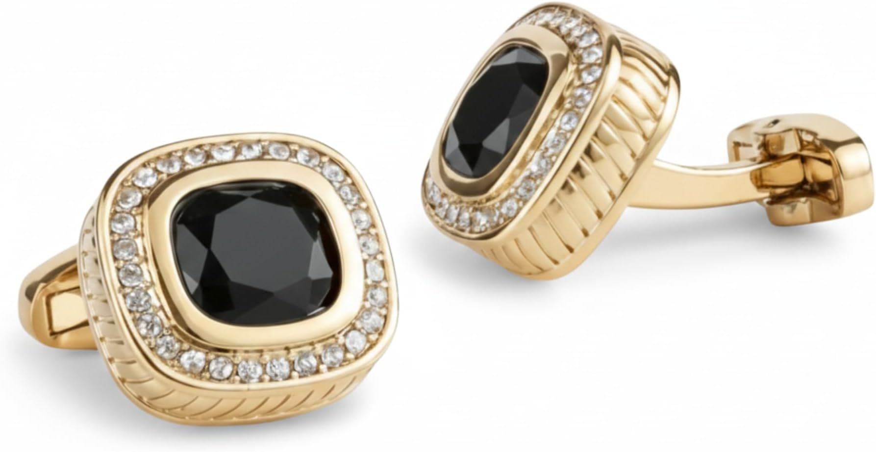 Men’s Cufflinks – Gold & Silver Finish Crystal Cufflinks for Men, Formal Shirt & Wedding Wear, Luxury Gift Box Included