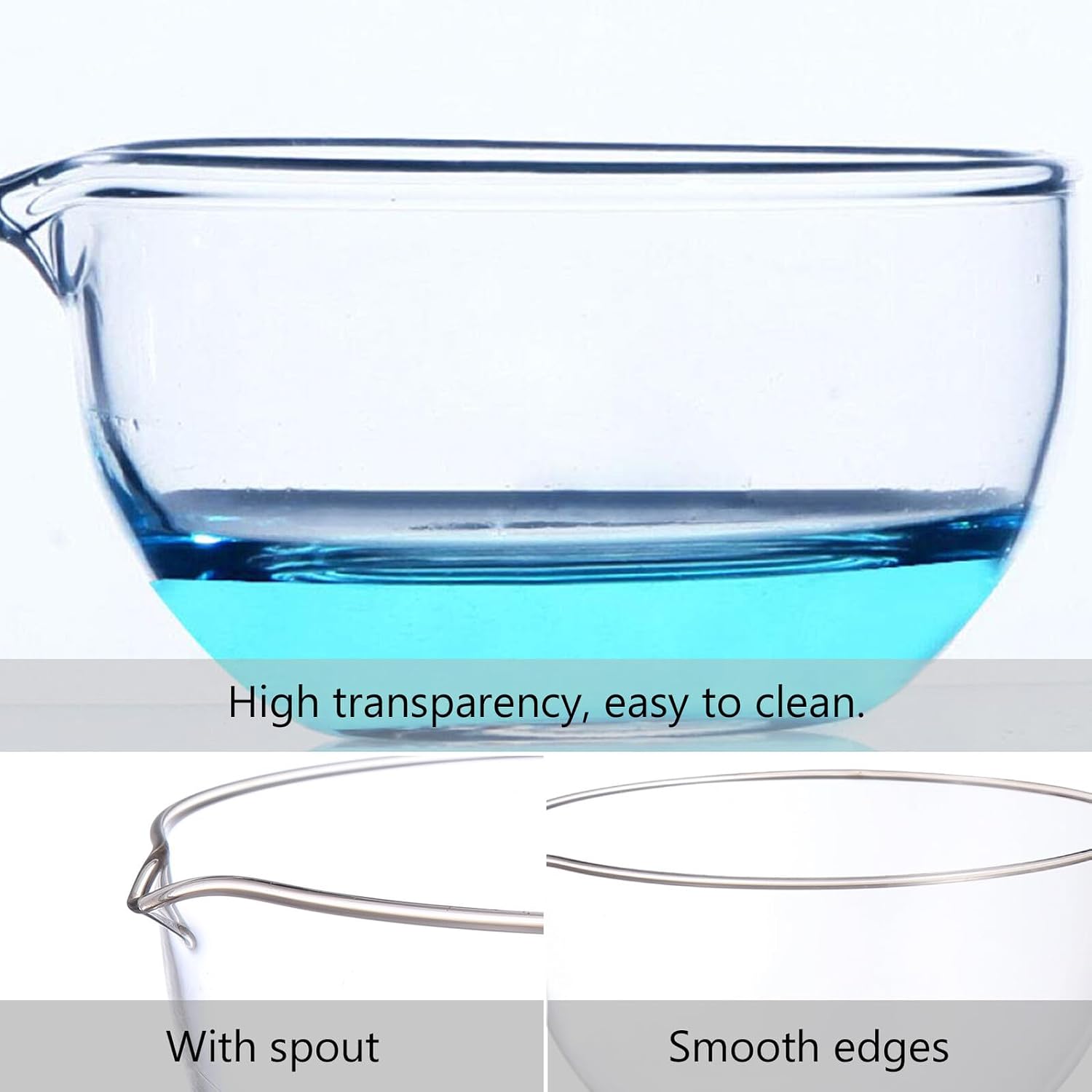 Zerodeko Laboratory Glass Evaporating Dish with Spout Flat Bottom Heat-Resistant Basin for Solvent Evaporation and Concentration Suitable for School Home and Lab Use