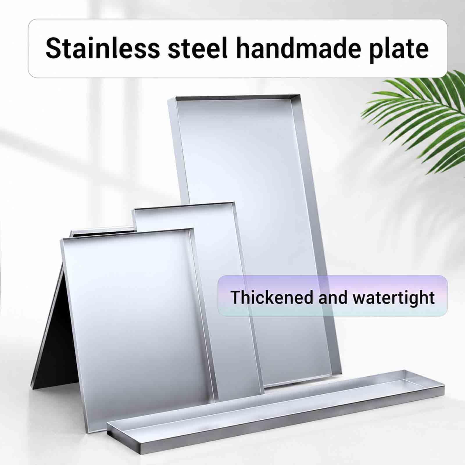 Vaschetta Raccogligocce Rettangolare in Acciaio Inox, Grande Vassoio Impermeabile per Climatizzatori Esterni, HVAC, Cambio Olio, Lavatrice e Barbecue, Altezza 2/5 cm,70x70x2cm | 1