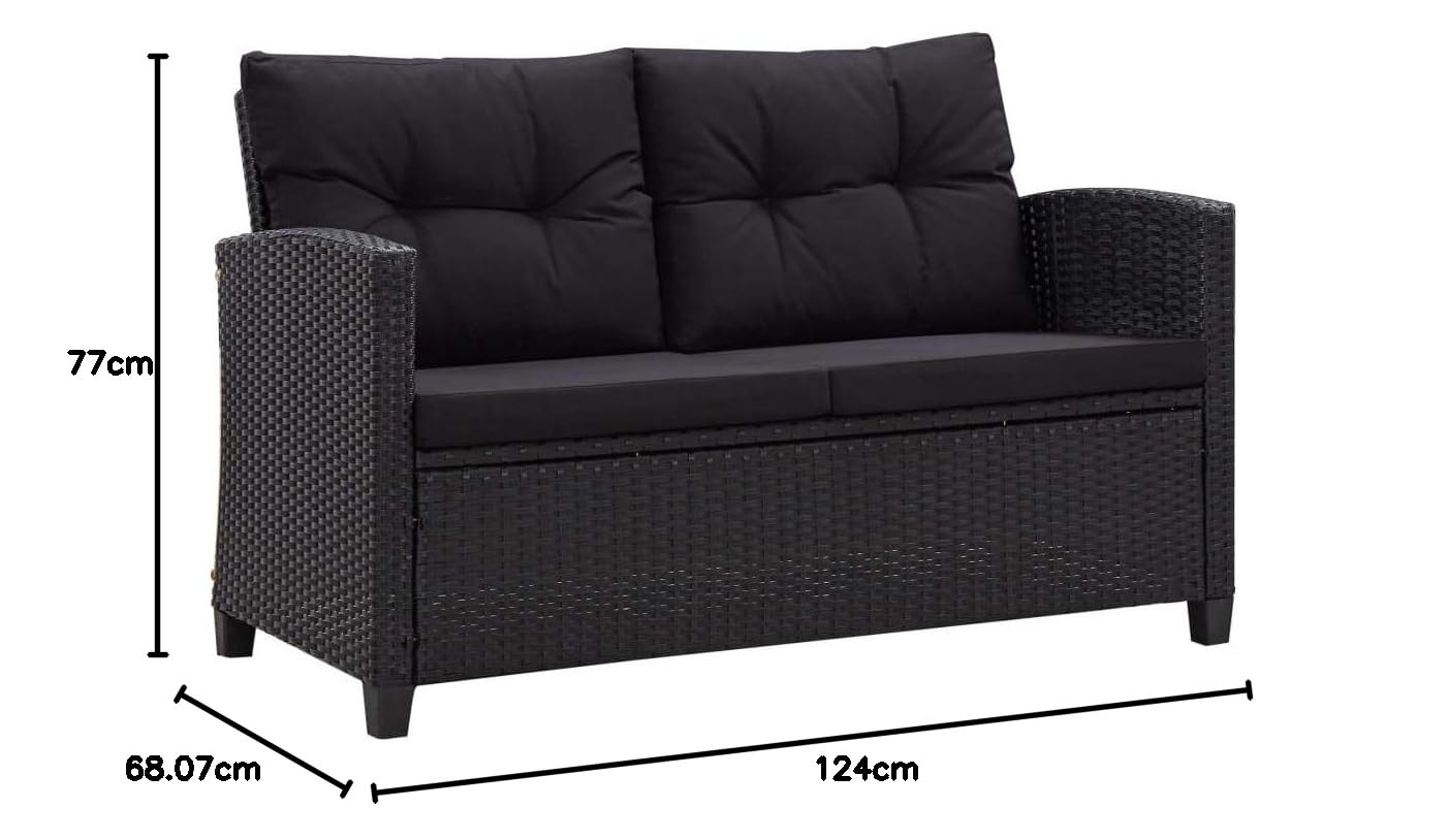 vidaXL Canapés de Jardin 6 pcs avec Coussins Salon de Jardin Meubles d'Extérieur Mobilier de Patio Meubles de Terrasse Résine Tressée Noir