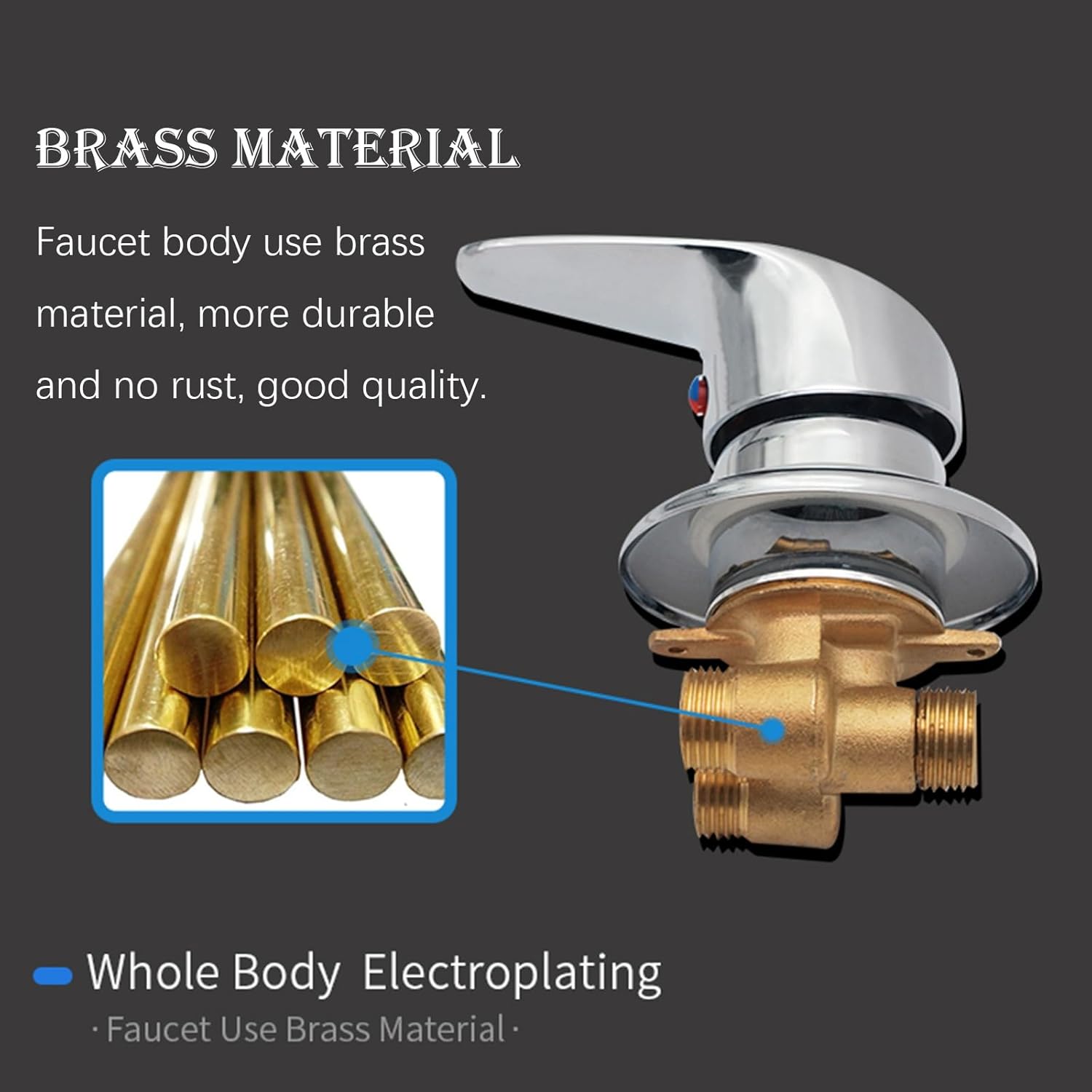 1 Way Outlet Gear Screw Thread/Intubation Tap Cold And Hot Brass Shower Faucet Mixer Diverter Bathroom Cabin Steam, 50-55mm Hole Size, Ceramic Valve Core, Zinc Alloy Chromed Handle(D)