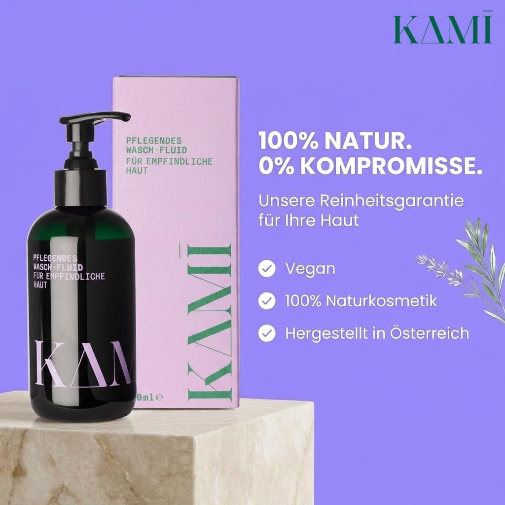 Pflegendes Wasch-Fluid - rückfettende Waschlotion für empfindliche & trockene Haut - milde Reinigung für Gesicht & Körper - vegan - für Babys ab 3 Monaten & Erwachsene
