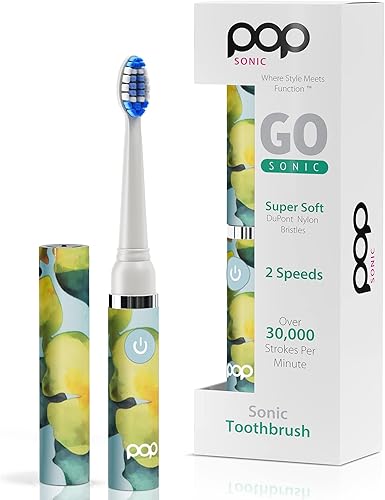 Pop Sonic - Cepillo de dientes eléctrico (acuarela rosa) - Cepillos de dientes de viaje con batería AAA Cepillos de dientes eléctricos para niños