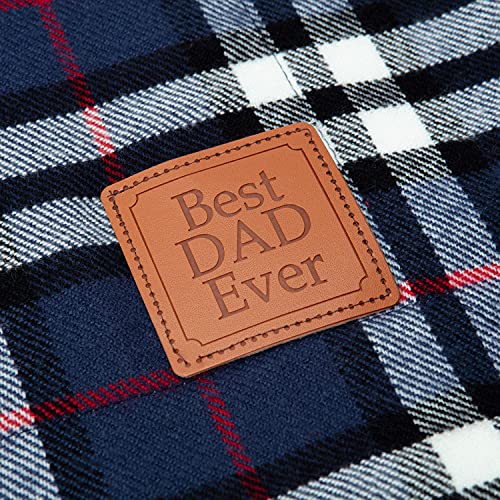 Chanasya "Best Dad Sherpa Plaid Throw Blanket - Soft Cozy Warm Plush Fluffy Fleece Flannel Throw Blankets - Gifts For Fathers Dads Grandfathers - Fall Autumn Winter Holiday Camping Blanket - Navy/Red #TOP1