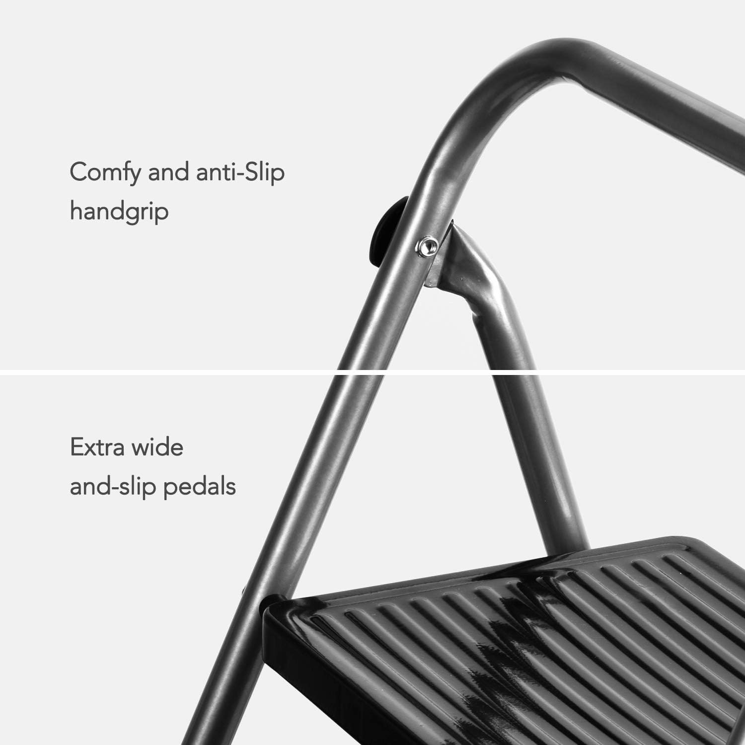 Delxo Step Ladder 3 Step Folding Step Stool with Anti-Slip Wide Pedal,Hold Up to 330lb Sturdy Steel 3 Step Stool ,Lightweight Folding Step Ladder for Adults Grey : Tools & Home Improvement