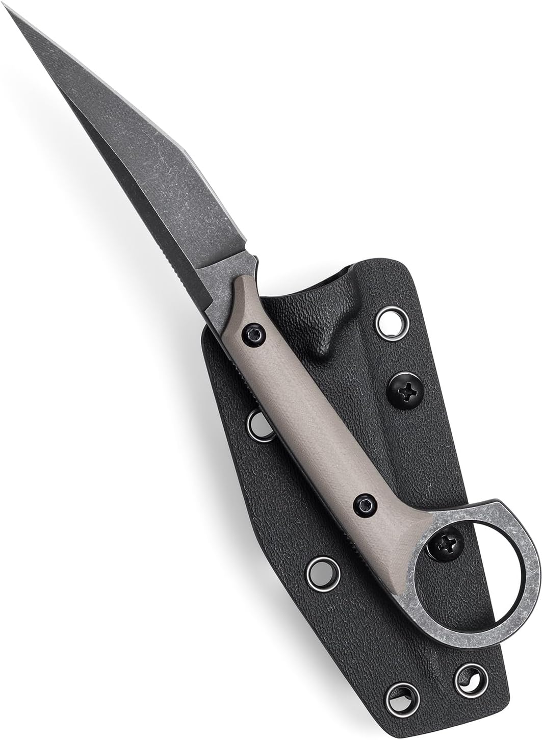 Fixed Blade Knife, D2 Steel Blade and G10 Handle, Utility EDC Knife for Outdoor Survival Hiking Camping with Kydex Sheath OS1221 (Sand)