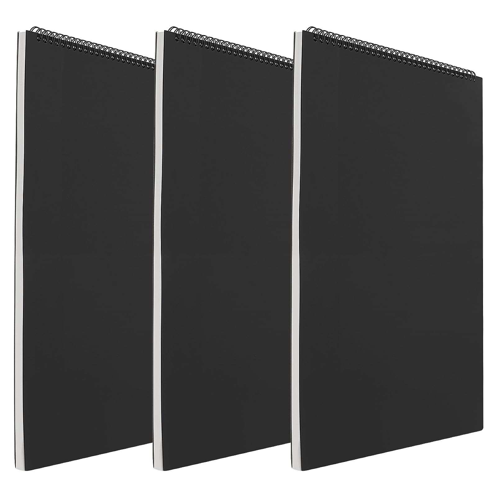 Pingeui Black 3 Pack A3 Spiral Bound Sketchbook, A3 Sketch Book 160Gsm Drawing Pad, 30 Sheets/60 Pages, Hardback Sketch Book For Sketching, Portrait