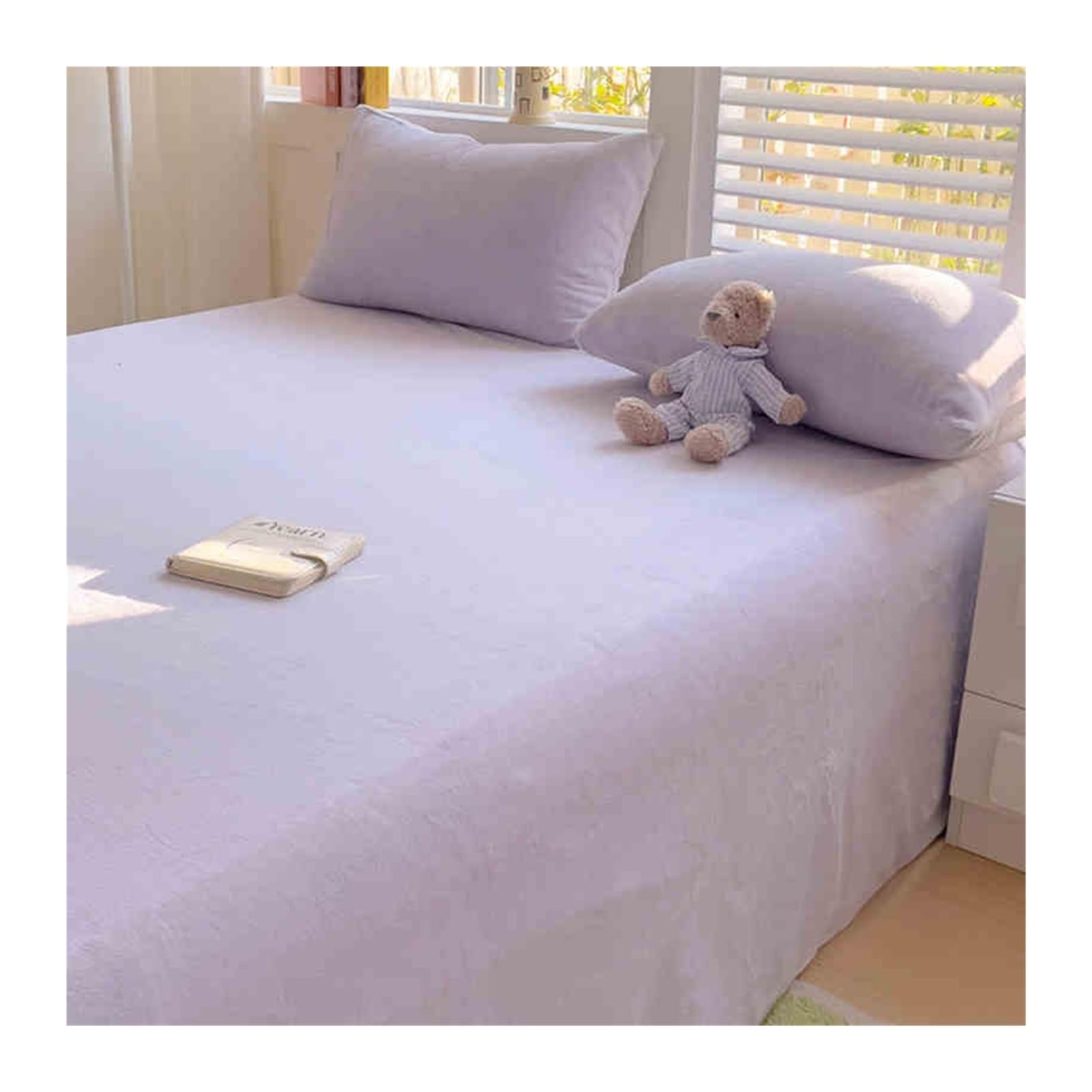 Warm Bettlaken ohne Gummizug 160x230cm 200x230cm 230x250cm Plüsch Fleece Betttuch Laken Kuschelig Flauschig Cashmere Touch Leintuch Haustuch(Purple,230x250cm+48x74cm x2)