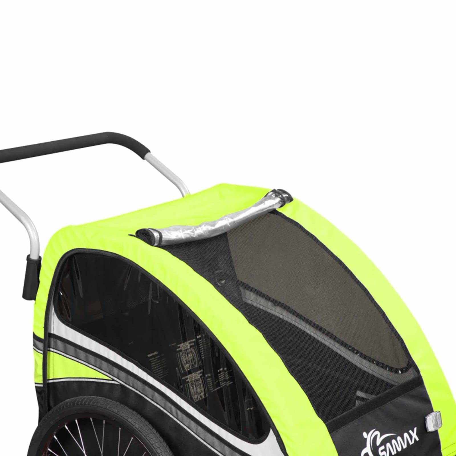 SAMAX Remolque de Bicicleta para Niños 360° girable Kit de Footing Transportín Silla Cochecito Carro Suspensíon Infantil Carro en Verde - Black Edition
