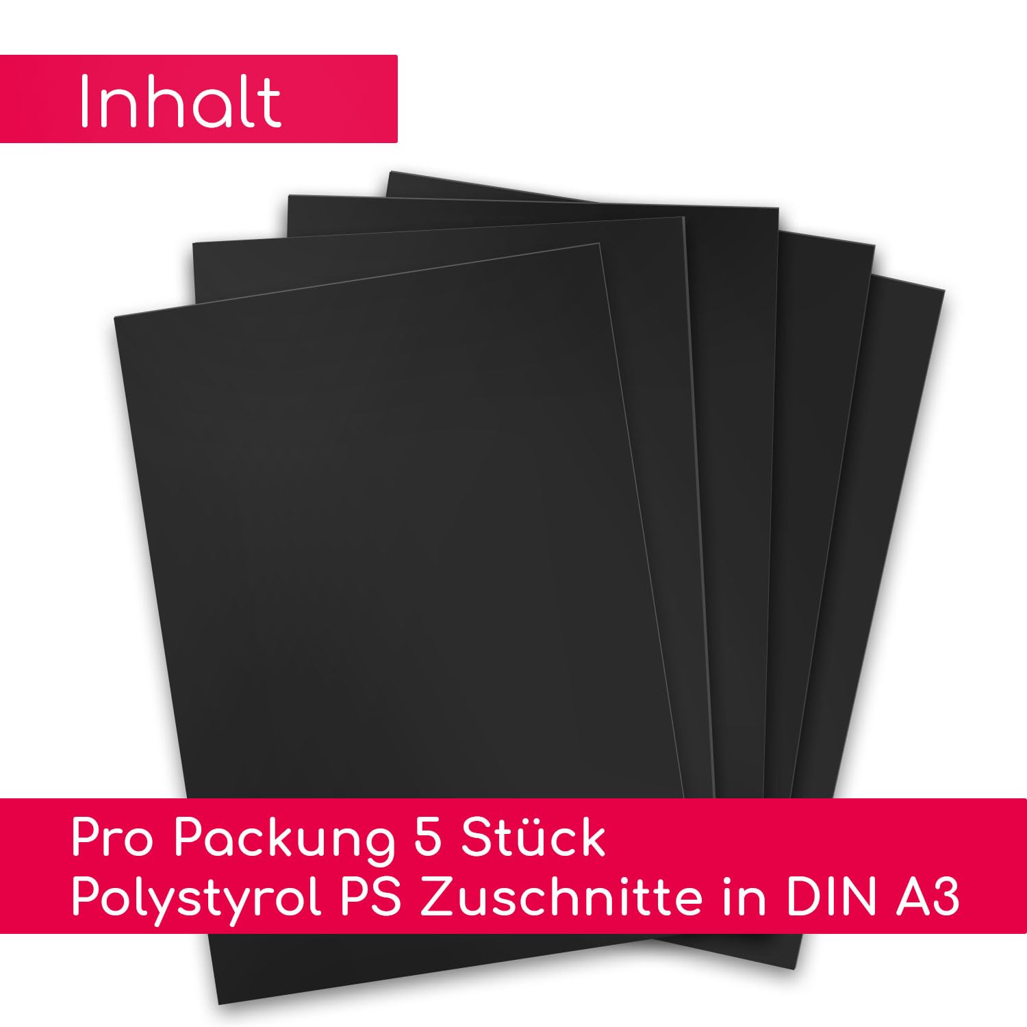 Lot de 5 plaques en polystyrène Noir I Plaques rigides en Plastique DIN A3 I Découpes PS I 29,7 x 42 cm I pour modélisme Architecture DIY I mag275
