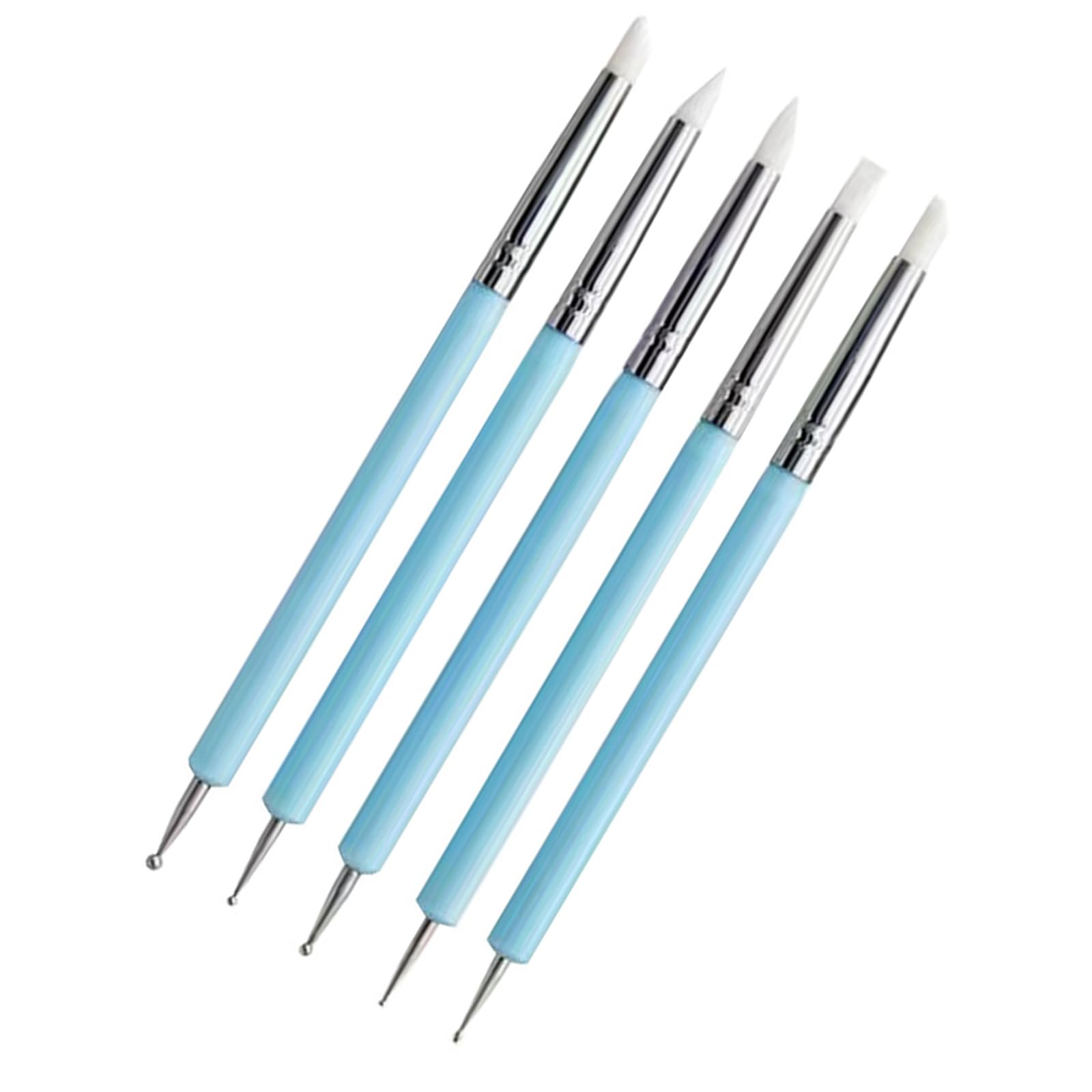 Snorvixre 5Pcs Silicone Clay Sculpting Tool 5Pcs Modeling Dotting for Pottery Craft, Rock, Blending, Drawing Nails Art Tools Silicone Clay Sculpting