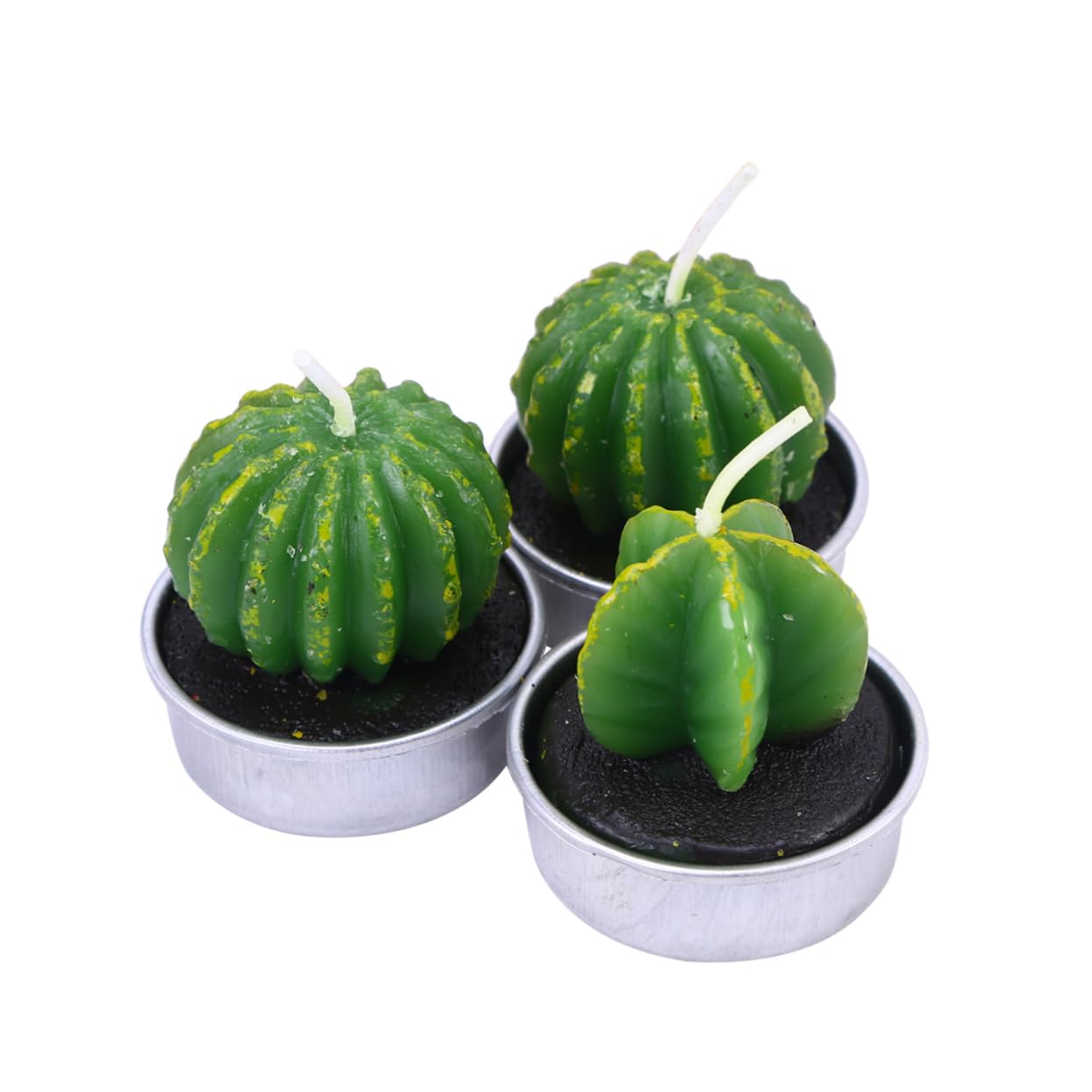 Cabilock Creative Plant Candles Realistic Tealight Design Handmade for Birthday Party Wedding Decor Smokeless Reusable Cactus Random Style