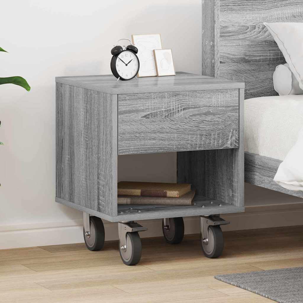 Mesita de noche gris sonoma de 40,5 x 40 x 48 cm para mobiliario de dormitorio