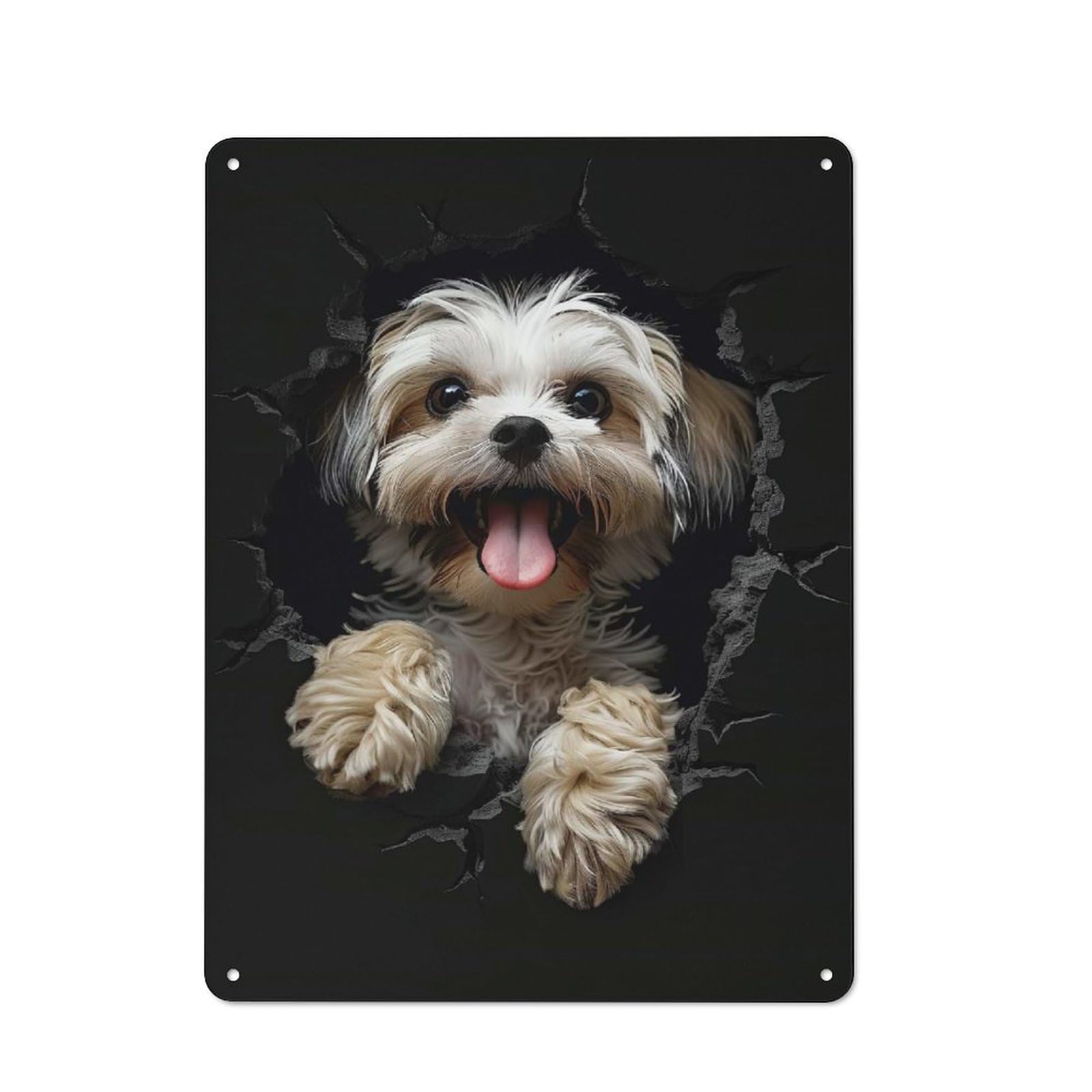 Lhasa Apso Dog Decorative Tin Sign 40x30cm, Distressed Look Vintage Wall Decor for Lounge, Study, Pub Or Wall Gallery