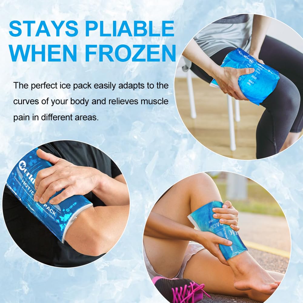 NEWGO Gel Ice Pack For Ankle Pain Relief, 2 Pack Ankle Ice Pack Wrap, Reusable Cold Therapy Wraps For Sprains, Swelling & Injuries