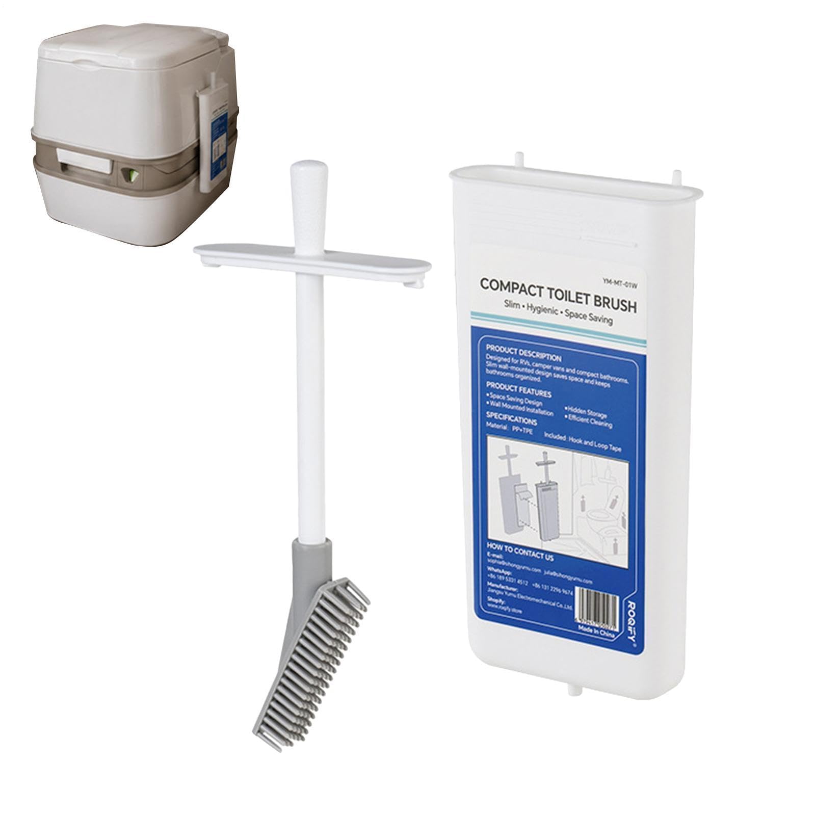 Cepillo de inodoro portátil con cabezal retráctil y soporte de pared para caravana, yate, viajes, hogar, dormitorio, baño y apartamento, herramienta de limpieza esencial