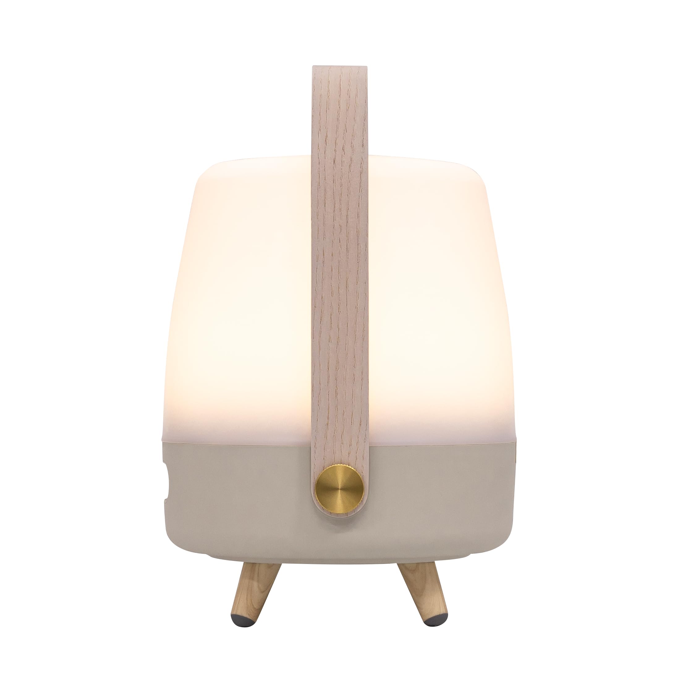 Kooduu Lite-up Play Mini - Bluetooth Lautsprecher mit Lampe - Sand | Höhe 29cm - Premium-Erscheinungsbild - Dimmbares warmweißes Licht - Bis zu 11 Stunden Spielzeit - 3,5 Stunden Ladezeit - TWS
