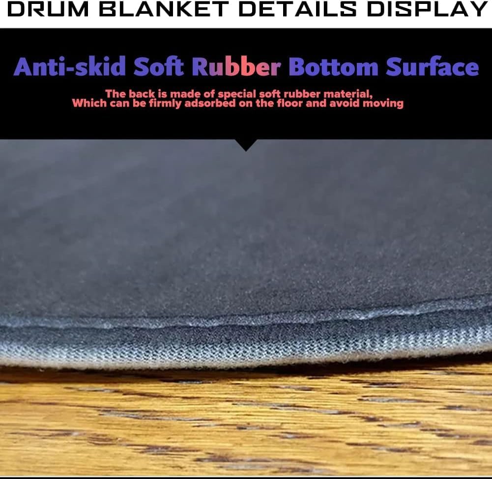 Mayapril Drum Rug Drum Mat, Round Non-Slip Soundproof Drum Mat, Non-Slip Electronic Drum Mat for Electronic Drum Kits Bass Drum Snare Drums and Other Basic Games-A||D100CM