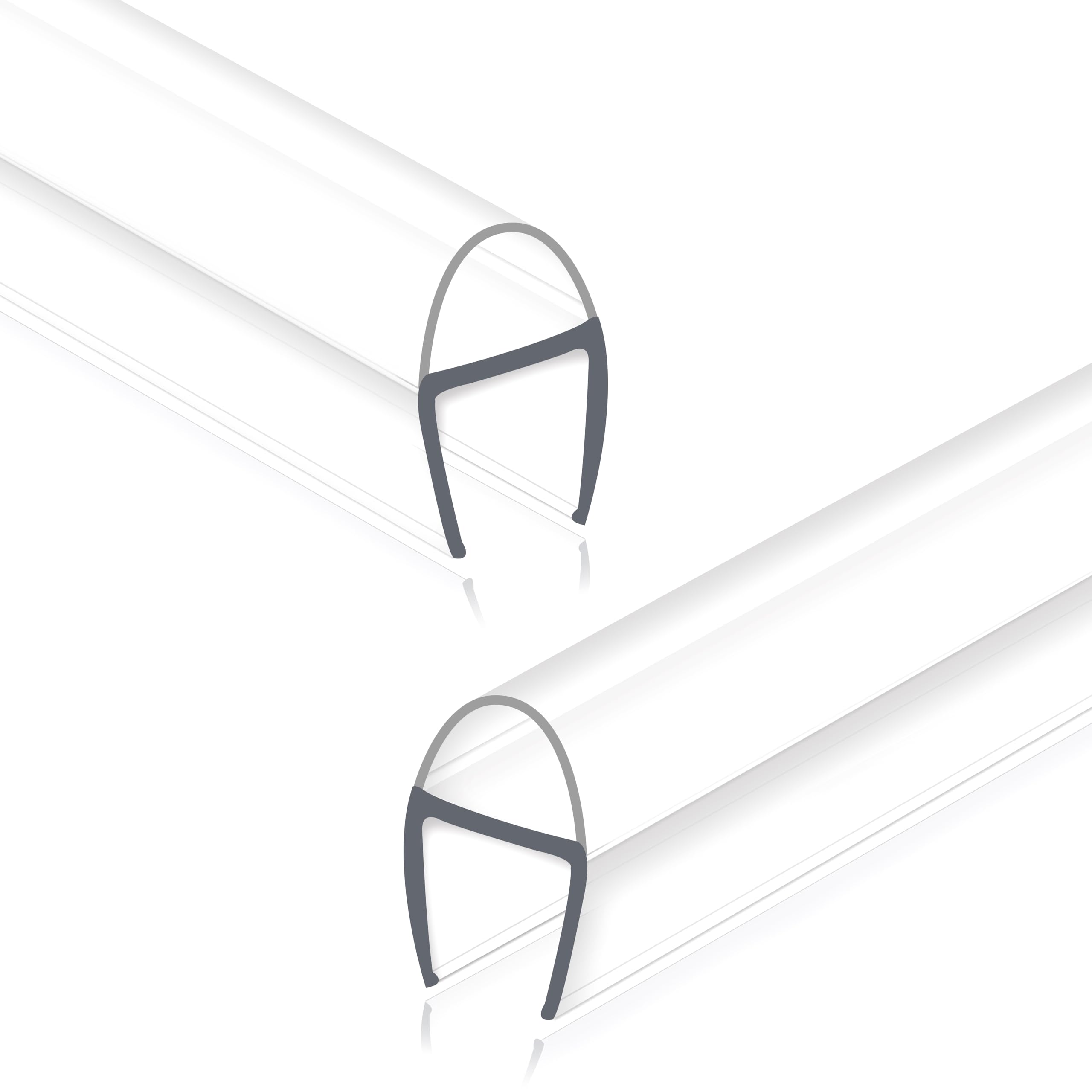 Frameless Shower Door Seal Strip 2 Pack x 39 Inch U for 3/8" Thick Glass Shower Door Side Seal Strip Bottom Seal Door Sweep Ultra Clear Polycarbonate, Stop Showers Leaks Create A Water Barrier
