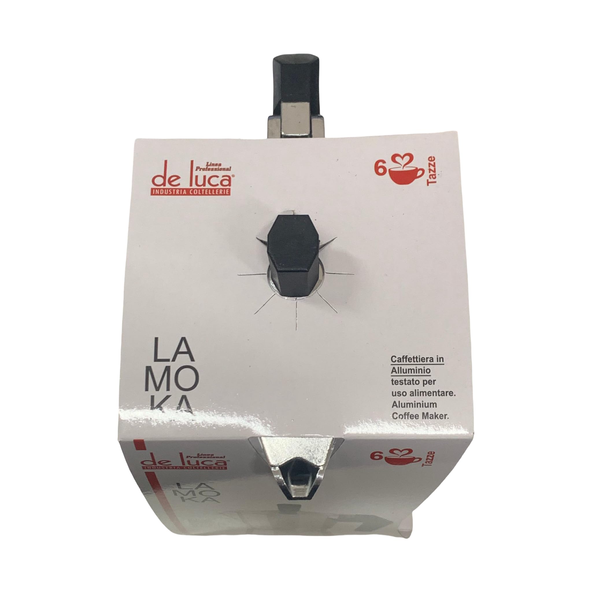 Sicignano Set 6 Caffettiere Moka in Alluminio con Manico Squadrato, Fornitura Stock 6 Pezzi per B&B, Hotel, Ristorazione e Comunità, Macchine Espresso Tradizionali Resistenti (Mezza Tazza)