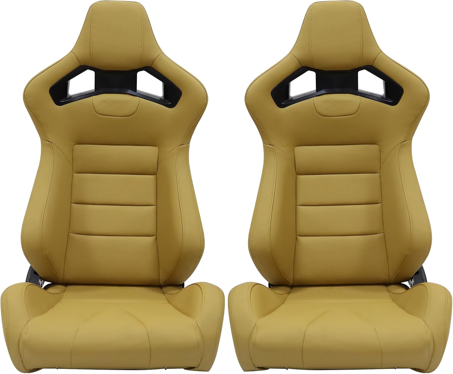 FREEMOTOR802 Reclining Sim Racing Seats with Dual Lock Slide Rails, Universal Fit Ergonomic Performance Car Sport Seats, Brown PU Grainy Texture, Pair