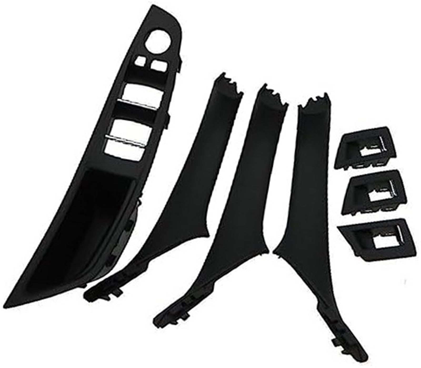 Yurefax Car Door Handle Trim Ponnyc Car Inner Interior Door Handle 7Pcs Lhd Panel Pull Trim Set Window Switch Armrest Pane, for BMW, for 5 for Series F10 F11(Black)